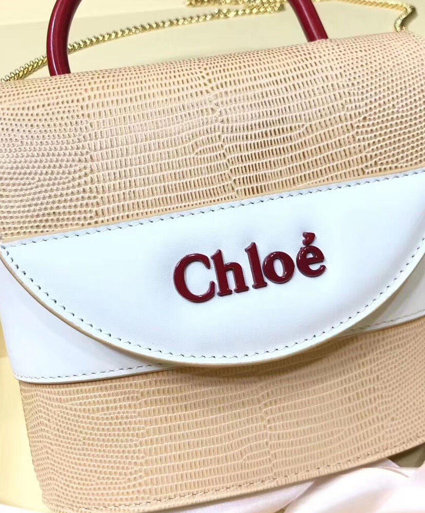 Chloe Small Aby Lock Bag Handbag Leather Apricot